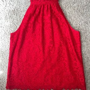 J•Crew Tie-Neck Lace shell Career top  with tie bow on the back. EUC | RED